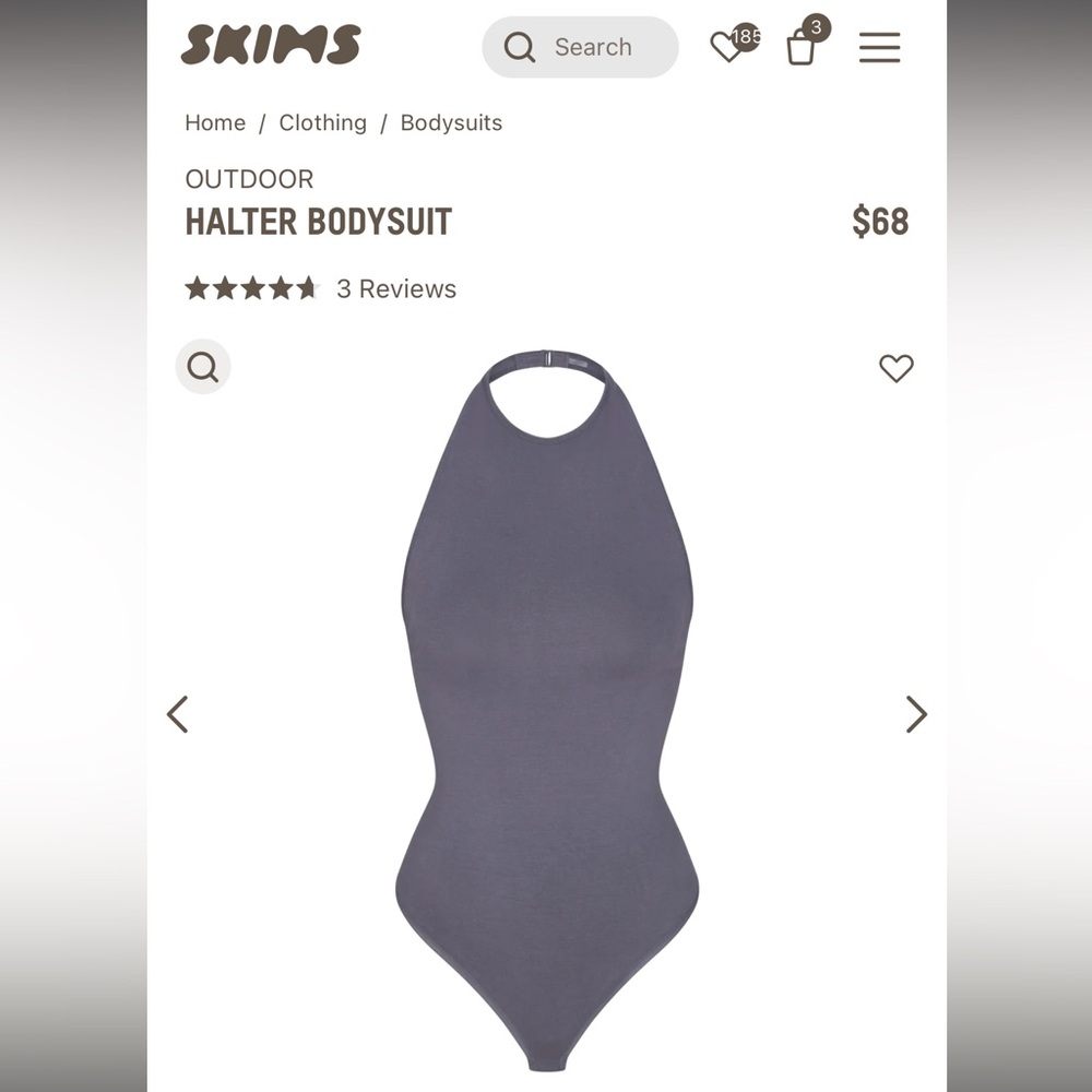 SOLD!NWT skims outdoor halter bodysuit size small. Color steel blue.